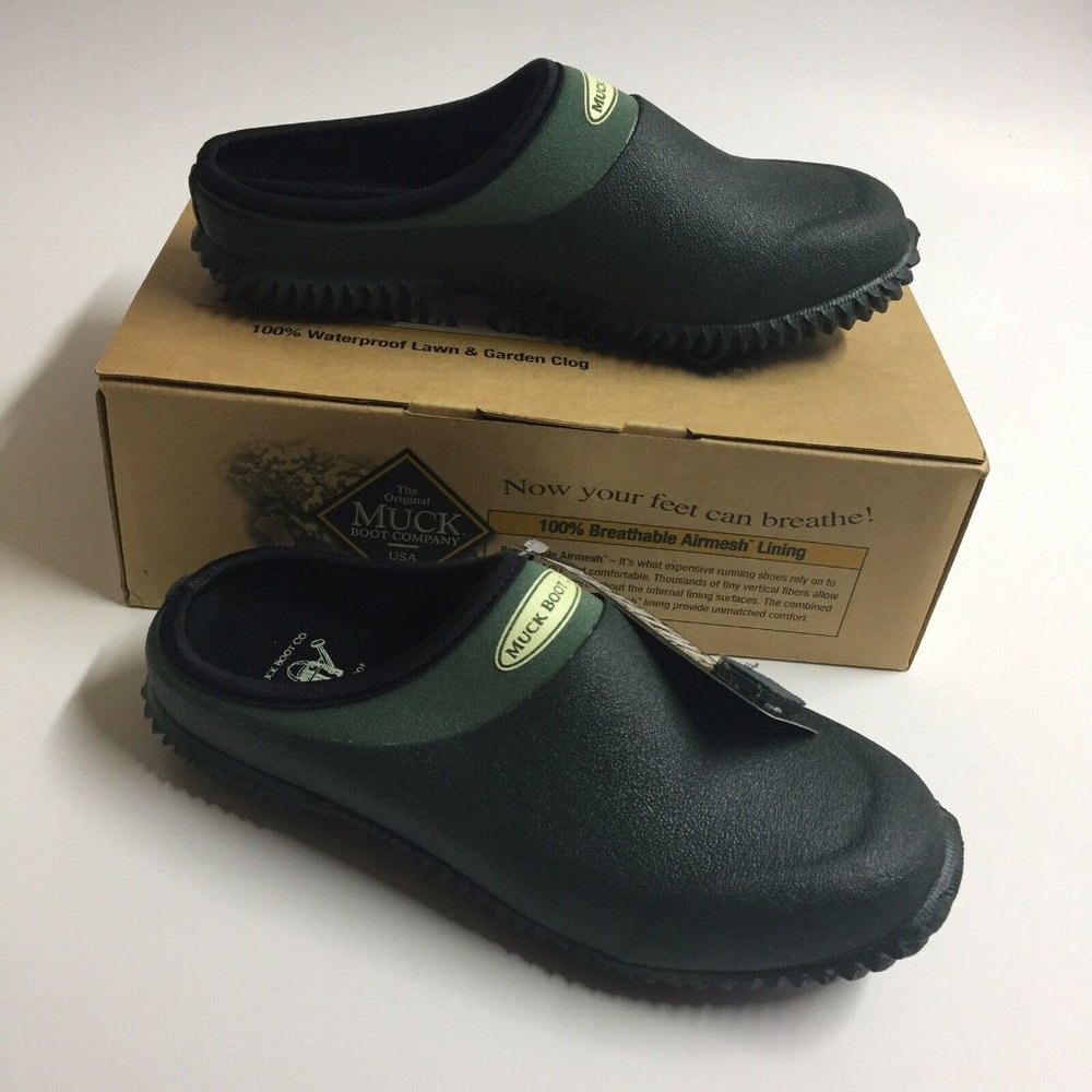 Women's Black and Green Clogs